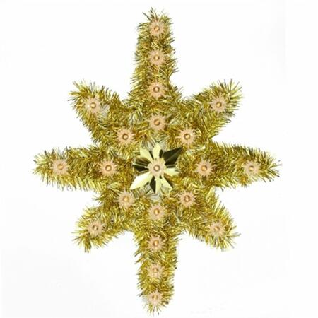 NORTHLIGHT SEASONAL 21 in. Oversized Lighted Gold Tinsel Star of Bethlehem Christmas Tree Topper - Clear Lights 31576676
